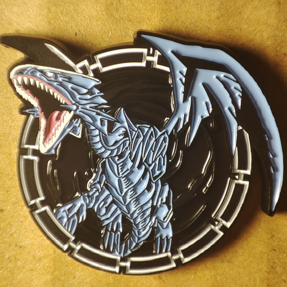 Yugioh Blue Eyes White Dragon Enamel Pin Official Konami Anime Collectible Badge